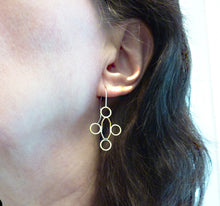 Load image into Gallery viewer, Octagonal Cross Earrings, Brass Geometry Series