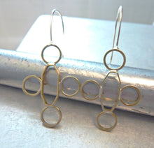 Load image into Gallery viewer, Octagonal Cross Earrings, Brass Geometry Series