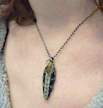 Load image into Gallery viewer, Orthoceras Fossil and Scarab Pendant