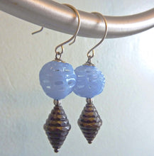 Load image into Gallery viewer, Spiderweb Glass Earrings, Vintage Cherry Brand Beads, OOAK