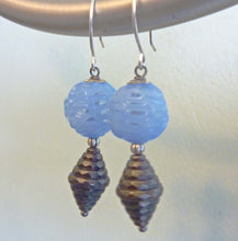 Load image into Gallery viewer, Spiderweb Glass Earrings, Vintage Cherry Brand Beads, OOAK