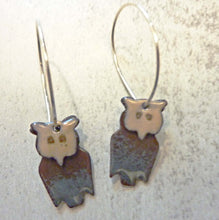 Load image into Gallery viewer, 3-D Enamel Owl Earrings
