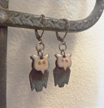 Load image into Gallery viewer, 3-D Enamel Owl Earrings