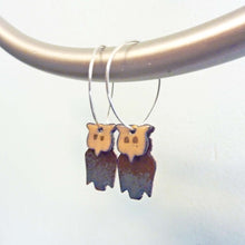 Load image into Gallery viewer, 3-D Enamel Owl Earrings