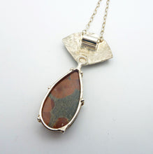 Load image into Gallery viewer, Peanut Obsidian and Etched Silver Floral Poppy Pendant