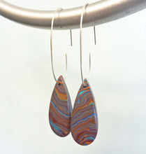 Load image into Gallery viewer, Rainbow Calsilica Teardrop Hoop Earrings