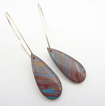 Load image into Gallery viewer, Rainbow Calsilica Teardrop Hoop Earrings