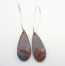 Load image into Gallery viewer, Rainbow Calsilica Teardrop Hoop Earrings