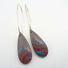 Load image into Gallery viewer, Rainbow Calsilica Teardrop Hoop Earrings