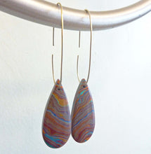 Load image into Gallery viewer, Rainbow Calsilica Teardrop Hoop Earrings