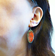 Load image into Gallery viewer, Red Galaxy Enamel Earrings