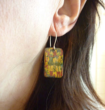 Load image into Gallery viewer, Angels & Tiger Enamel Earrings, Vintage Japanese Matchbook Art Earrings