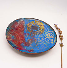 Load image into Gallery viewer, Midnight Garden Enamel Bowl, Hand Forged and Enameled Copper, OOAK