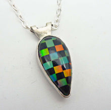 Load image into Gallery viewer, Aurora Opal and Onyx Checkerboard Necklace