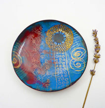 Load image into Gallery viewer, Midnight Garden Enamel Bowl, Hand Forged and Enameled Copper, OOAK