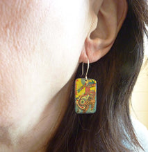 Load image into Gallery viewer, Angels & Tiger Enamel Earrings, Vintage Japanese Matchbook Art Earrings