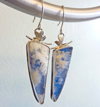 Load image into Gallery viewer, Bird on Branch Earrings, Plume Agate
