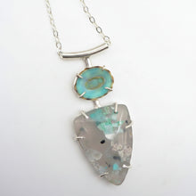 Load image into Gallery viewer, Chrysocolla and Native Copper in Chalcedony