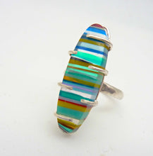 Load image into Gallery viewer, Surfite Sterling Silver Ring, Prong Setting, Striped Stone, OOAK