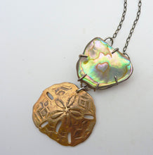 Load image into Gallery viewer, Abalone Shell and Bronze Sand Dollar Necklace, Mariner's Necklace