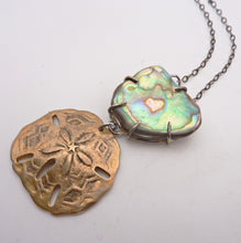 Load image into Gallery viewer, Abalone Shell and Bronze Sand Dollar Necklace, Mariner's Necklace