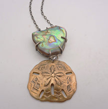 Load image into Gallery viewer, Abalone Shell and Bronze Sand Dollar Necklace, Mariner's Necklace