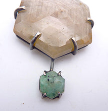 Load image into Gallery viewer, Champaign Sapphire and Emerald Hexagon Pendant