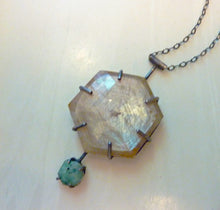 Load image into Gallery viewer, Champaign Sapphire and Emerald Hexagon Pendant