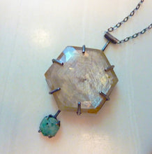 Load image into Gallery viewer, Champaign Sapphire and Emerald Hexagon Pendant