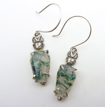Load image into Gallery viewer, Moss Agate Scarab Sarcophagus Earrings
