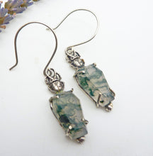 Load image into Gallery viewer, Moss Agate Scarab Sarcophagus Earrings