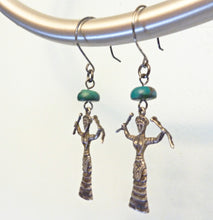 Load image into Gallery viewer, Snake Goddess Earrings with Turquoise