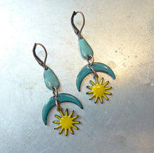 Load image into Gallery viewer, Sun Moon Droplet Enamel Earrings