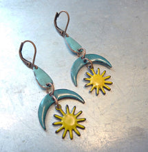 Load image into Gallery viewer, Sun Moon Droplet Enamel Earrings