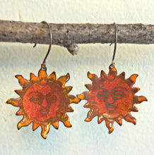Load image into Gallery viewer, Sun Face Enamel Earrings