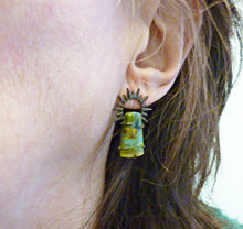 Load image into Gallery viewer, Sunrise Earrings, Opalized Petrified Wood Stones
