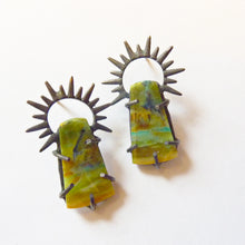 Load image into Gallery viewer, Sunrise Earrings, Opalized Petrified Wood Stones