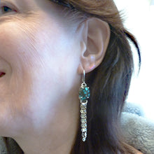 Load image into Gallery viewer, Tibetan Turquoise Fringe Earrings