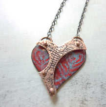 Load image into Gallery viewer, 3D Enamel and Copper Heart Pendant
