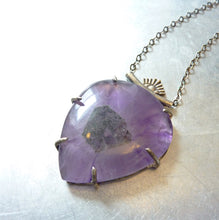 Load image into Gallery viewer, Trapiche Amethyst Eye Crystal Pendant, Prong Set Sterling Silver, Purple Stone, OOAK