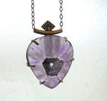 Load image into Gallery viewer, Trapiche Amethyst Eye Crystal Pendant, Prong Set Sterling Silver, Purple Stone, OOAK