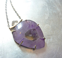 Load image into Gallery viewer, Trapiche Amethyst Eye Crystal Pendant, Prong Set Sterling Silver, Purple Stone, OOAK