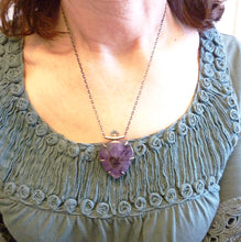 Load image into Gallery viewer, Trapiche Amethyst Eye Crystal Pendant, Prong Set Sterling Silver, Purple Stone, OOAK