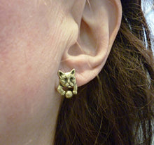 Load image into Gallery viewer, Cat and Yarn Ball Post Earrings