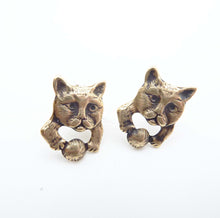 Load image into Gallery viewer, Cat and Yarn Ball Post Earrings
