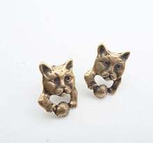 Load image into Gallery viewer, Cat and Yarn Ball Post Earrings