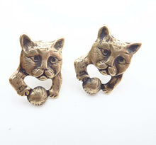 Load image into Gallery viewer, Cat and Yarn Ball Post Earrings