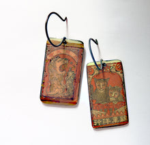 Load image into Gallery viewer, Feline Enamel Earrings, Vintage Japanese Matchbook Cat Art Earrings