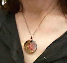 Load image into Gallery viewer, Sun Moon Paisley Enamel Necklace