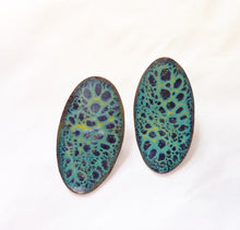 Load image into Gallery viewer, Enamel Butterfly Print Oval Post Earrings